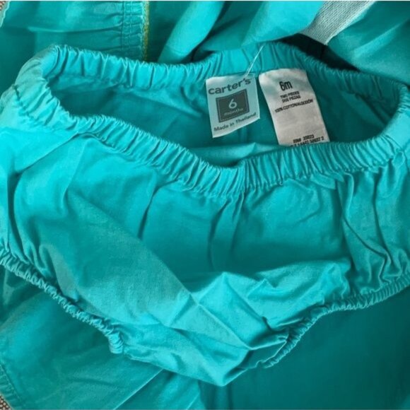 Carters Baby Girls Dress Set 6M Blue Embroidered Ruffle Cottagecore Outfit - Picture 8 of 8